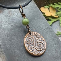 Copper Celtic Cross, Wax Seal Charm, Connemara Marble, Irish Celtic, Copper Cross Necklace, Leather & Vegan Cords, Handmade Art Jewelry