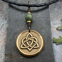 Celtic Love Knot, Bronze Trinity Charm, Connemara Marble, Wax Seal Charm, Irish Celtic Jewelry, St. Patrick's Day Gifts, Infinity, Eternity