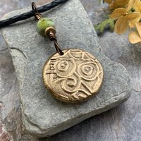 Raven Bronze Pendant, Czech Glass Bead, Tree Branches, Leather & Vegan Cords, Raven Silhouette, Celtic Goddess Witch, Pagan Earthy Jewelry