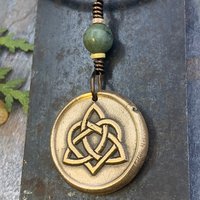 Celtic Love Knot, Bronze Trinity Charm, Connemara Marble, Wax Seal Charm, Irish Celtic Jewelry, St. Patrick's Day Gifts, Infinity, Eternity