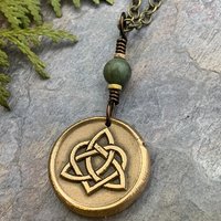 Celtic Love Knot, Bronze Trinity Charm, Connemara Marble, Wax Seal Charm, Irish Celtic Jewelry, St. Patrick's Day Gifts, Infinity, Eternity
