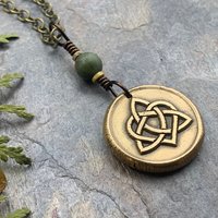 Celtic Love Knot, Bronze Trinity Charm, Connemara Marble, Wax Seal Charm, Irish Celtic Jewelry, St. Patrick's Day Gifts, Infinity, Eternity
