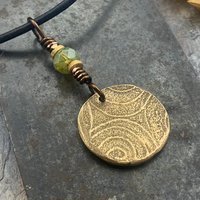Bronze Owl Charm, Irish Celtic, Owl Witch Necklace, Celtic Hag Crone, Leather & Vegan Cords, Handmade Art Jewelry, Soul Harbor Jewelry