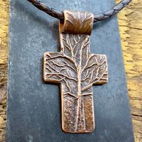 Tree Cross Pendant, Copper Cross, Tree Branch Cross, Men's Jewelry, Irish Celtic Trees, Hand-Carved, Spiritual Gifts, Tree of Life, Earthy