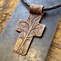 Tree Cross Pendant, Copper Cross, Tree Branch Cross, Men's Jewelry, Irish Celtic Trees, Hand-Carved, Spiritual Gifts, Tree of Life, Earthy