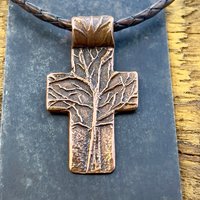 Tree Cross Pendant, Copper Cross, Tree Branch Cross, Men's Jewelry, Irish Celtic Trees, Hand-Carved, Spiritual Gifts, Tree of Life, Earthy
