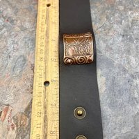 Tree of Life, Copper & Leather Cuff Bracelet, Unisex Jewelry, Hand Carved, Brown Leather Adjustable Cuff, Size 6.75-8, Earthy Rustic Jewelry