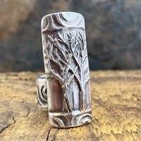 Silver Tree Ring, Sterling Silver 960, Two Trees, Irish Celtic Spirals, Shied Ring, Statement Jewelry, Druid Pagan, Earthy Rustic Jewelry