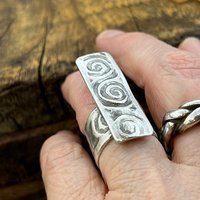 Silver Spiral Ring, Sterling Silver 960, Irish Celtic Spirals, Shied Ring, Statement Jewelry, Druid Pagan, Earthy Rustic Jewelry, Eternity