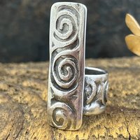 Silver Spiral Ring, Sterling Silver 960, Irish Celtic Spirals, Shied Ring, Statement Jewelry, Druid Pagan, Earthy Rustic Jewelry, Eternity