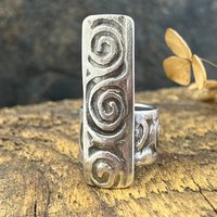 Silver Spiral Ring, Sterling Silver 960, Irish Celtic Spirals, Shied Ring, Statement Jewelry, Druid Pagan, Earthy Rustic Jewelry, Eternity