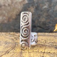 Silver Spiral Ring, Sterling Silver 960, Irish Celtic Spirals, Shied Ring, Statement Jewelry, Druid Pagan, Earthy Rustic Jewelry, Eternity