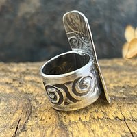 Silver Tree Ring, Sterling Silver 960, Tree of Life, Irish Celtic Spirals, Shied Ring, Statement Jewelry, Druid Pagan, Earthy Rustic Jewelry