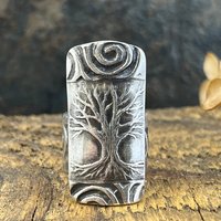 Silver Tree Ring, Sterling Silver 960, Tree of Life, Irish Celtic Spirals, Shied Ring, Statement Jewelry, Druid Pagan, Earthy Rustic Jewelry