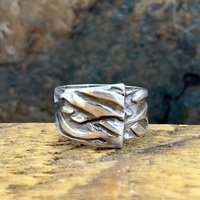 Silver Braid Ring, Sterling Silver 960, Wrap Ring, Braided Texture Ring, Wide Band Rings, Hand Crafted Art Jewelry, One of Kind Jewelry