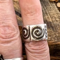 Silver Spiral Ring, Sterling Silver 960, Irish Celtic Jewelry, Wide Band Rings, Earthy Art Jewelry, Single Spirals, Sun Symbol,