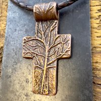 Tree Cross Pendant, Copper Cross, Tree Branch Cross, Men's Jewelry, Irish Celtic Trees, Hand-Carved, Spiritual Gifts, Tree of Life, Earthy