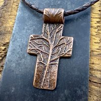 Tree Cross Pendant, Copper Cross, Tree Branch Cross, Men's Jewelry, Irish Celtic Trees, Hand-Carved, Spiritual Gifts, Tree of Life, Earthy