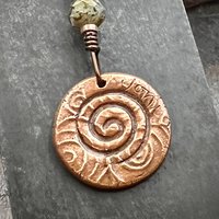 Copper Owl Charm, Wise Owl Necklace, Wax Seal Jewelry, Pagan Witch Pendant, Handmade Art Jewelry, Leather & Vegan Cords, Bird Lover Gift