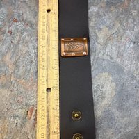Pine Tree Evergreen, Copper & Leather Cuff Bracelet, Tree of Life, Hand Carved, Brown Leather Adjustable Cuff, Size 6.75-8, Earthy Rustic