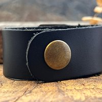 Tree of Life, Copper & Leather Cuff Bracelet, Unisex Jewelry, Hand Carved, Black Leather Adjustable Cuff, Size 6.75-8, Earthy Rustic Jewelry