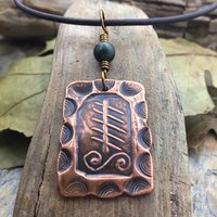 Elder Tree Ogham Charm, Copper Pendant, Connemara Marble, Celtic Tree Astrology, Hand Carved, Irish Celtic Zodiac, November 25 – December 23