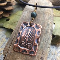 Elder Tree Ogham Charm, Copper Pendant, Connemara Marble, Celtic Tree Astrology, Hand Carved, Irish Celtic Zodiac, November 25 – December 23