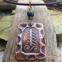 Elder Tree Ogham Charm, Copper Pendant, Connemara Marble, Celtic Tree Astrology, Hand Carved, Irish Celtic Zodiac, November 25 – December 23