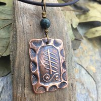 Elder Tree Ogham Charm, Copper Pendant, Connemara Marble, Celtic Tree Astrology, Hand Carved, Irish Celtic Zodiac, November 25 – December 23