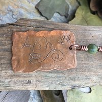 Ash Tree Ogham Charm, Copper Pendant, Connemara Marble, Celtic Tree Astrology, Irish Celtic Gaelic, Tree Birth Signs, February 18 – March 17