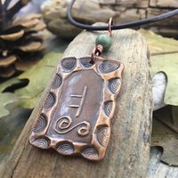 Oak Tree Ogham Charm, Copper Pendant, Connemara Marble, Celtic Tree Astrology, Irish Celtic Spirals, Hand Carved Art, June 10 to July 7
