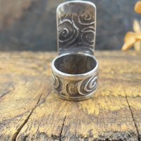 Silver Tree Ring, Sterling Silver 960, Two Trees, Irish Celtic Spirals, Shied Ring, Statement Jewelry, Druid Pagan, Earthy Rustic Jewelry