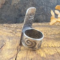 Silver Tree Ring, Sterling Silver 960, Two Trees, Irish Celtic Spirals, Shied Ring, Statement Jewelry, Druid Pagan, Earthy Rustic Jewelry