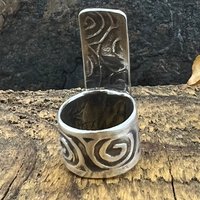 Silver Spiral Ring, Sterling Silver 960, Irish Celtic Spirals, Shied Ring, Statement Jewelry, Druid Pagan, Earthy Rustic Jewelry, Eternity