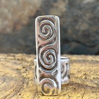 Silver Spiral Ring, Sterling Silver 960, Irish Celtic Spirals, Shied Ring, Statement Jewelry, Druid Pagan, Earthy Rustic Jewelry, Eternity