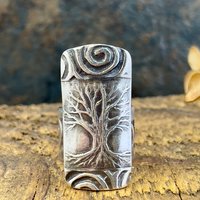 Silver Tree Ring, Sterling Silver 960, Tree of Life, Irish Celtic Spirals, Shied Ring, Statement Jewelry, Druid Pagan, Earthy Rustic Jewelry