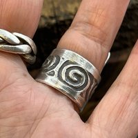 Silver Tree Ring, Sterling Silver 960, Tree of Life, Irish Celtic Spirals, Shied Ring, Statement Jewelry, Druid Pagan, Earthy Rustic Jewelry