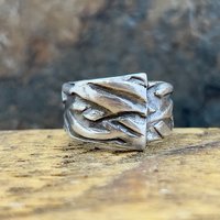 Silver Braid Ring, Sterling Silver 960, Wrap Ring, Braided Texture Ring, Wide Band Rings, Hand Crafted Art Jewelry, One of Kind Jewelry