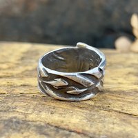Silver Braid Ring, Sterling Silver 960, Wrap Ring, Braided Texture Ring, Wide Band Rings, Hand Crafted Art Jewelry, One of Kind Jewelry