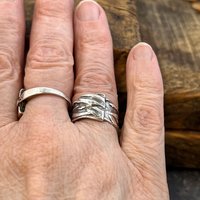 Silver Braid Ring, Sterling Silver 960, Wrap Ring, Braided Texture Ring, Wide Band Rings, Hand Crafted Art Jewelry, One of Kind Jewelry