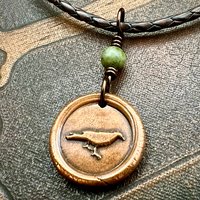 Raven Copper Wax Seal Charm, Irish Celtic Jewelry, Connemara Marble, Pagan Wicca Gifts, Celtic Goddess, Rhiannon Morrigan, Handmade Jewelry