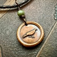 Raven Copper Wax Seal Charm, Irish Celtic Jewelry, Connemara Marble, Pagan Wicca Gifts, Celtic Goddess, Rhiannon Morrigan, Handmade Jewelry