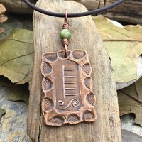 Ash Tree Ogham Charm, Copper Pendant, Connemara Marble, Celtic Tree Astrology, Irish Celtic Gaelic, Tree Birth Signs, February 18 – March 17