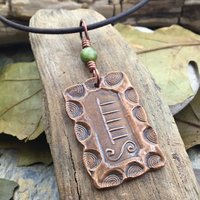 Ash Tree Ogham Charm, Copper Pendant, Connemara Marble, Celtic Tree Astrology, Irish Celtic Gaelic, Tree Birth Signs, February 18 – March 17