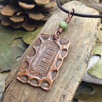 Ash Tree Ogham Charm, Copper Pendant, Connemara Marble, Celtic Tree Astrology, Irish Celtic Gaelic, Tree Birth Signs, February 18 – March 17