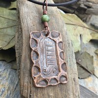 Ash Tree Ogham Charm, Copper Pendant, Connemara Marble, Celtic Tree Astrology, Irish Celtic Gaelic, Tree Birth Signs, February 18 – March 17