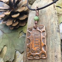 Ash Tree Ogham Charm, Copper Pendant, Connemara Marble, Celtic Tree Astrology, Irish Celtic Gaelic, Tree Birth Signs, February 18 – March 17