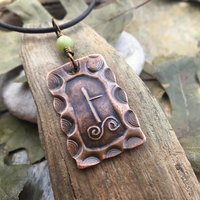 Birch Tree Ogham Charm, Copper Pendant, Connemara Marble, Celtic Tree Astrology, Hand Carved, Irish Celtic Jewelry, December 24 – January 20
