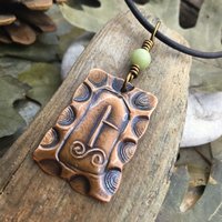 Birch Tree Ogham Charm, Copper Pendant, Connemara Marble, Celtic Tree Astrology, Hand Carved, Irish Celtic Jewelry, December 24 – January 20