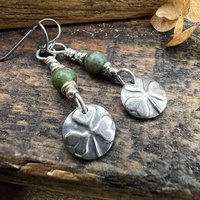 Shamrock Earrings, Connemara Marble, Irish Shamrock, Irish Celtic Jewelry, Clover Earrings, Sterling Silver, Silver and Green, Anniversary